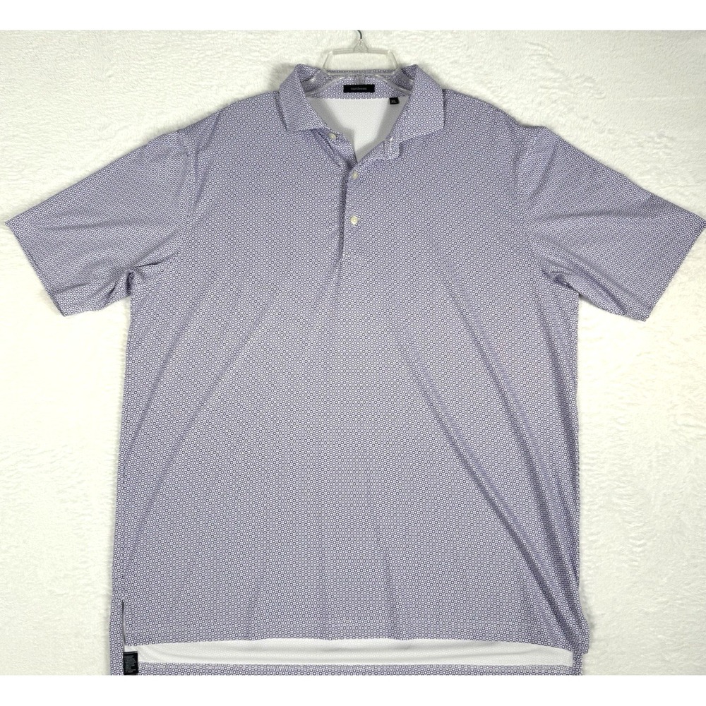 Turtleson Polo Shirt Mens XL Blue Pink Geometric Print Performance Stretch